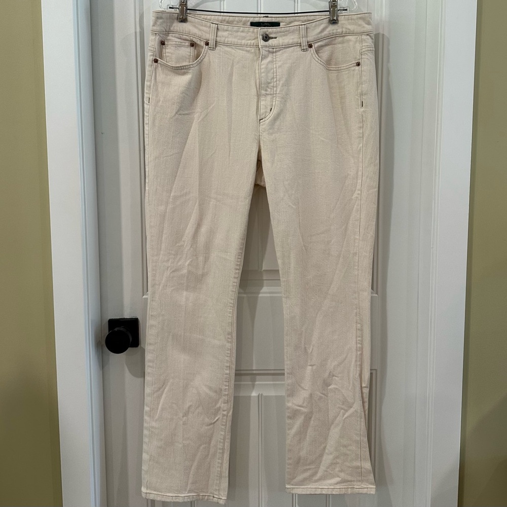 Ralph Lauren Cream Straight-Leg Jeans Size 16